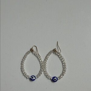 Elegant Crystal Beaded Earrings with Blue Accent